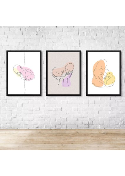 3 Parça Çerçeve Görünümlü Mdf Tablo Seti