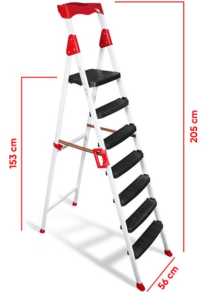 Elegance 6+1 Geniş Basamaklı Kolay Taşıma Aparatlı Merdiven Kaliteli Paslanmaz fiyatları