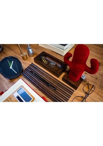 Woody Üçlü Ofis Seti Koyu Kahverengi