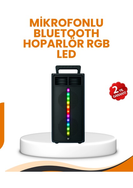 Bluetooth Işıklı Hoparlör – 2X5W Güç | USB + Tf Kart + Fm Radyo | Siyah Renk (Kopya)