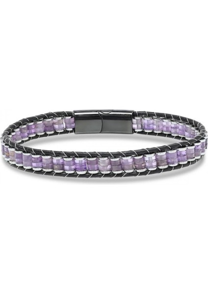 Ametist & Hematit Çelik Örgülü Deri Bileklik 33512B22D7 fırsatları