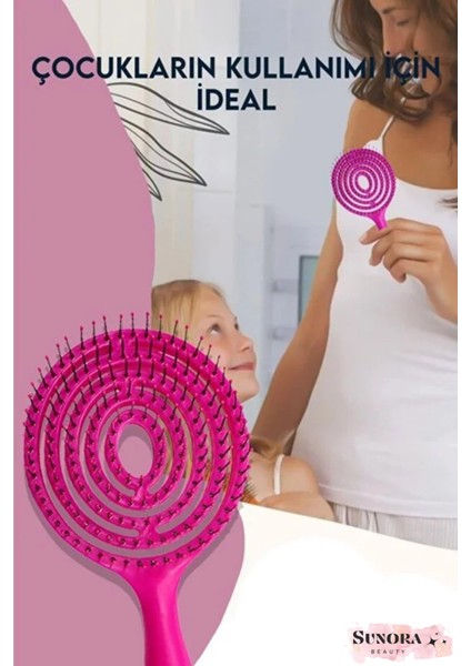 3 Boyutlu Saç Açıcı Tarak Saç Derisine Masaj Yapan Naylon Uçlu 3D Vegan Tarak Çocuklara Uygun