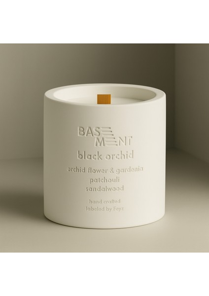 : Black Orchid : Dekoratif % 100 Soya Beton Mum (Orkide Çiçeği, Gardenia, Paçuli, Sandal Ağacı) fiyatları