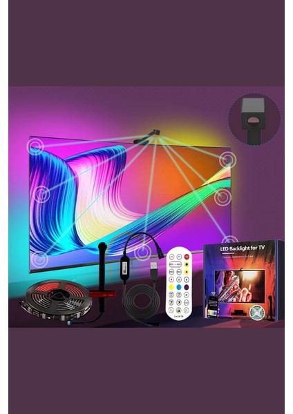 Televizyon Arkası Şerit LED Ambiyans Aydınlatma Ekran Senkronizasyonu Rgb Kameralı (5 Metre)