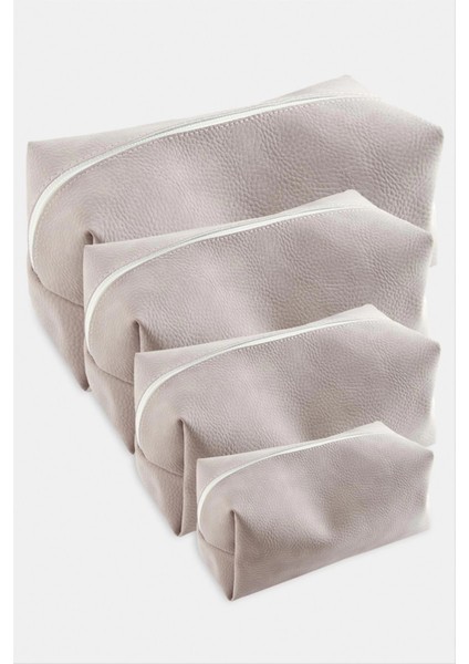 4 Adet El Tutmalı Makyaj Çantası - Kzm -