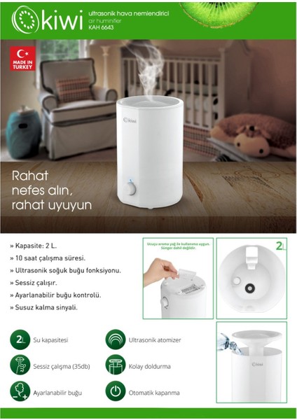 KAH-6643 Hava Nemlendirici - Beyaz - 2 Lt modelleri