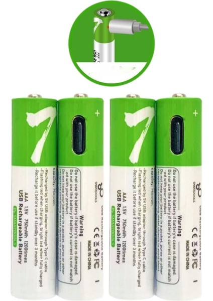 USB Type-C Şarjlı 4 Adet Aaa 1.5V Lityum Kalem Pil 750MAH Uzun Ömürlü ( Lisinya ) fırsatları