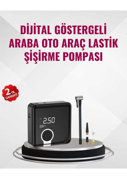 Kompakt Tasarımlı LED Işıklı Taşınabilir Hava Kompresörü