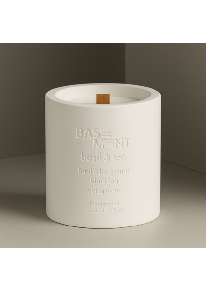 : Basil & Tea : Dekoratif % 100 Soya Beton Mum (Reyhan, Bergamot, Siyah Çay, Ylang Ylang) fiyatları