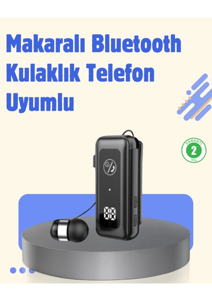 Bluetooth 5.2 Kablolu Makaralı Kulaklık | Dijital Ekran ve Titreşimli Bildirim