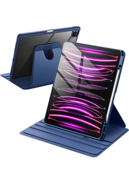 iPad Pro 11 Inç 2025 M5 Çipli 360 Derece Dönebilen Standlı Pino iPad Tablet Kılıfı