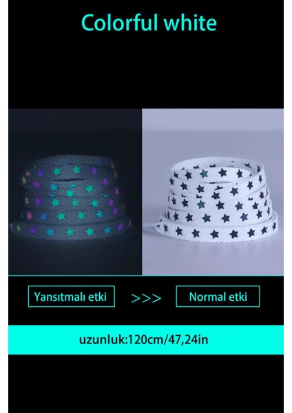 Yansıtıcılı Yıldız Desenli Spor Ayakkabı Bağcığı – 120 cm Fosforlu Reflektif Bağcık fiyatları