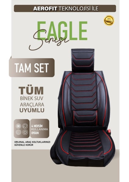 Citron C3 Air Cros Deri Oto Koltuk Kılıfı Ön Arka Takım Antalya Seri Siyah Kırmızı Scr modelleri