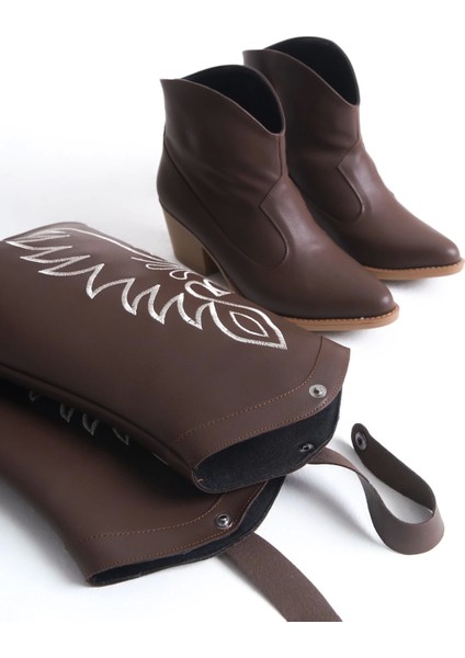 Jilla Kahverengi Cilt Tak Çıkar Topuklu Bot ve Çizme indirimleri