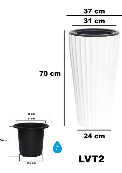 Lilyum Model Büyük Dekoratif Modern Saksı ve Vazo ( 58 cm x 70 cm ) Iç Hazneli fırsatları