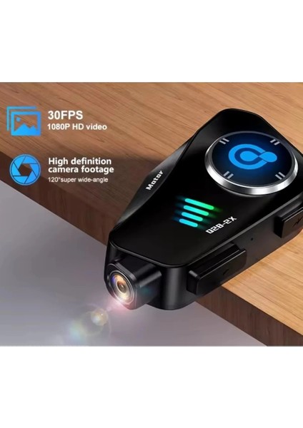 Q28 2x 2 Eşleşmeli Motosiklet Kask Bluetooth Kulaklık 1080P Kamera Su Geçirmez Intercom - Lisinya indirimleri