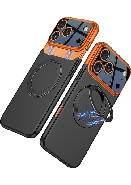 Apple iPhone 17 Pro Kılıf M-Safe Şarj Özellikli 360 Derece Standlı Çift Parçalı Zore Torino Kapak
