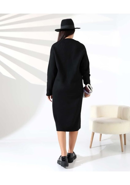 V Yaka Modern Uzun Triko Elbise indirimleri