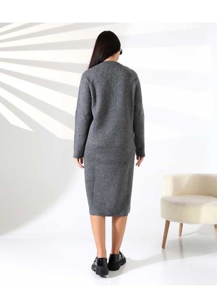 V Yaka Modern Uzun Triko Elbise indirimleri