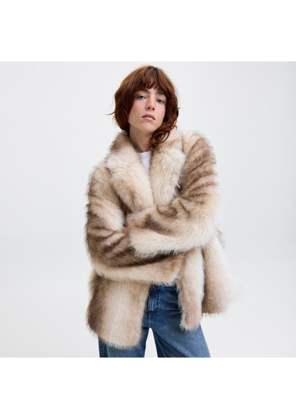Kadin Suni Kürk Spread Yaka Ceket - Emmi fırsatları
