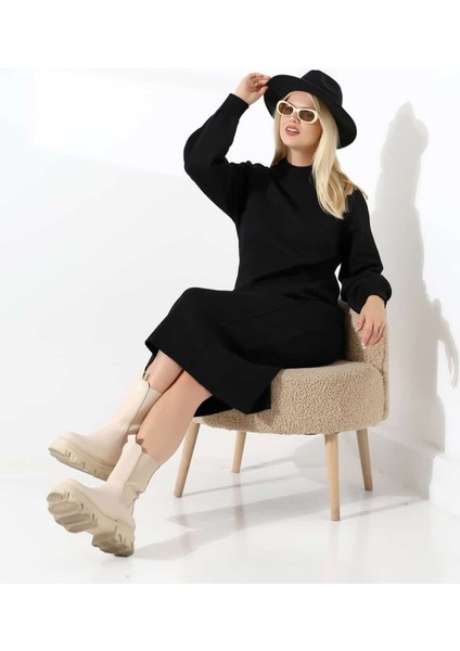 Yüksek Yaka Midi Örme Triko Elbise modelleri