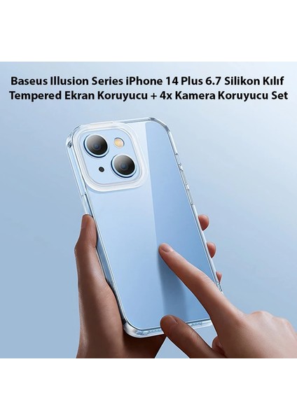 Baseus Illusion Series iPhone 14 Plus 6.7 Silikon Kılıf + Tempered Ekran Koruyucu + 4x Kamera KORUYU-(1903) fiyatları