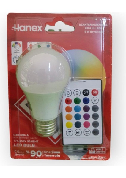 LED Ampül HNX-0902 9W Kumandalı Rgb