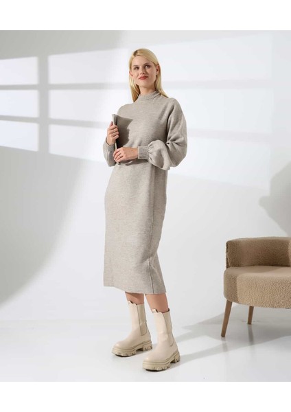 Yüksek Yaka Midi Örme Triko Elbise fiyatları