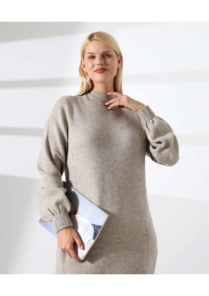 Yüksek Yaka Midi Örme Triko Elbise modelleri