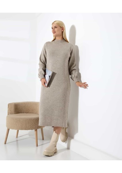 Yüksek Yaka Midi Örme Triko Elbise fırsatları