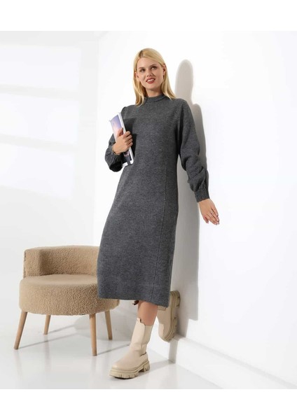 Yüksek Yaka Midi Örme Triko Elbise modelleri