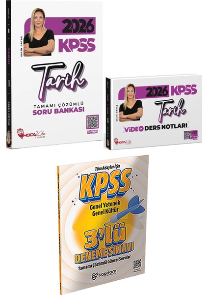 2026 Kpss Tarih Çözümlü Soru Bankası ve Video Ders Notları - 3 Deneme