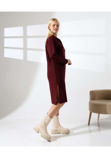 Şehir Işıltısı Yırtmaçlı Midi Triko Elbise fiyatları