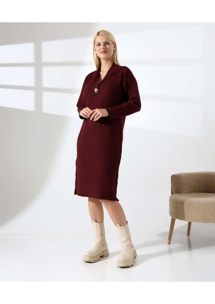 Şehir Işıltısı Yırtmaçlı Midi Triko Elbise modelleri