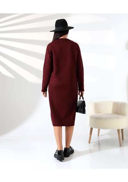 V Yaka Modern Uzun Triko Elbise indirimleri