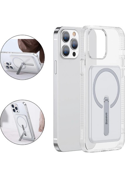 Baseus iPhone 13 Pro 6.1inç Manyetik Magsafe Standlı Silikon KILIF-(1903)
