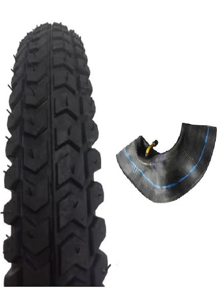 3.00-8 Tube Type (Iç Lastikli) Engelli Araç Dış Lastiği + Eğri Sibop Iç Lastik Seti