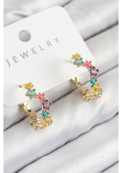 Pirinç Renkli Papatya Model Gold Renk Kadın Küpe - Lisinya