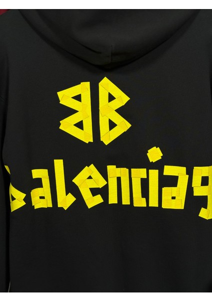 Blcg Kapşonlu Baskı Detaylı Siyah Erkek Sweatshirt - Yüksek Kalite Ürün