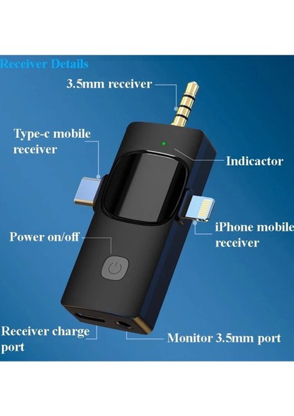 Yüksek Kalite Profesyonel 3 In 1 Kablosuz Taşınabilir Yaka Mikrofonu Youtube Facebook Tiktok ( Lisinya ) fırsatları