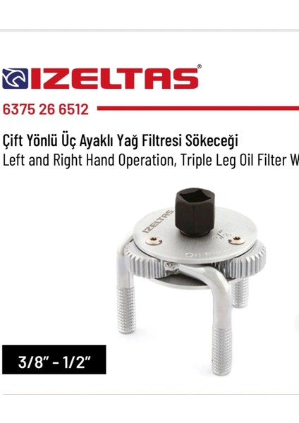 Çift Yönlü Üç Ayaklı Yağ Filtresi Sökeceği