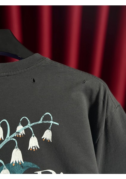 Cdr Sırt Logo Detaylı Oversize Antrasit Erkek T-Shirt - Yüksek Kalite - El Işçiliği Detaylı indirimleri