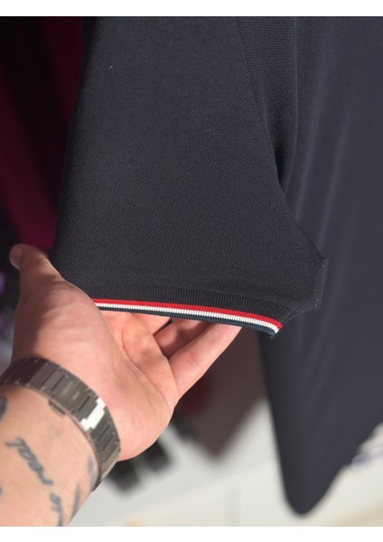 Mncl Logo Detaylı Lacivert Erkek Polo Yaka T-Shirt - 1. Sınıf Malzeme fırsatları