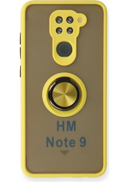 Xiaomi Redmi Note 9 Kılıf Montreal Yüzüklü Silikon Kapak - Sarı