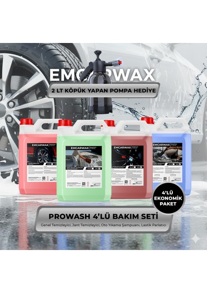 Prowash 4'lü Oto Bakım Seti + 2 Lt Köpük Yapan Pompa Hediyeli