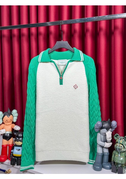 Csbl Örgü Kol Detaylı Yarım Fermuarlı Erkek Triko Kazak - Yüksek Kalite - Kaliteli Üretim