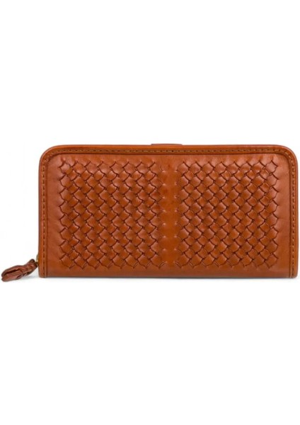 Unisex El Yapımı Çok Bölmeli Fermuar Kapamalı Saç Örgü Hakiki Deri Cüzdan Hota