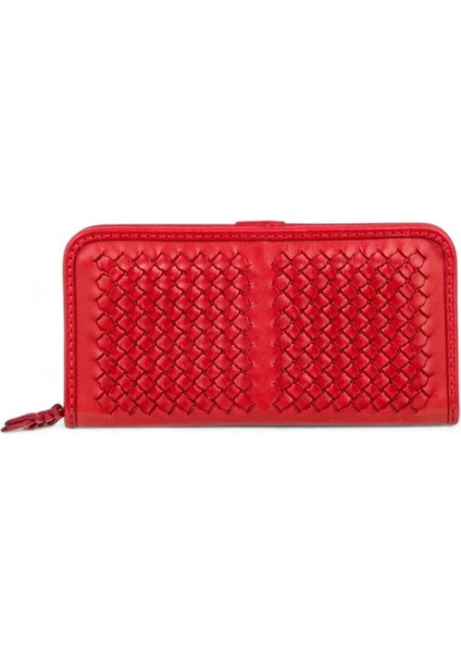 Unisex El Yapımı Çok Bölmeli Fermuar Kapamalı Saç Örgü Hakiki Deri Cüzdan Hota