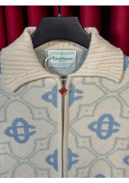 Csbl Tam Fermuarlı Monogram Desenli Erkek Triko Hırka - Seçkin Koleksiyon fiyatları