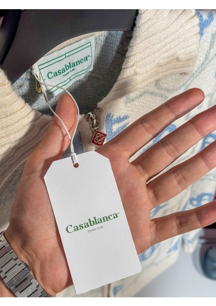 Csbl Tam Fermuarlı Monogram Desenli Erkek Triko Hırka - Rahat Kesim indirimleri